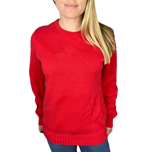 Mickey & Co Sweatshirt Sweater Vintage Crewneck Embroidered Red Disney - Picture 3 of 9